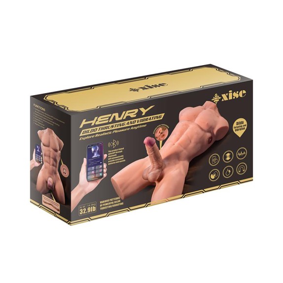 HENRY TORSO MASCHILE CON ANO E DILDO VIBRANTE A SPINTA CON APP