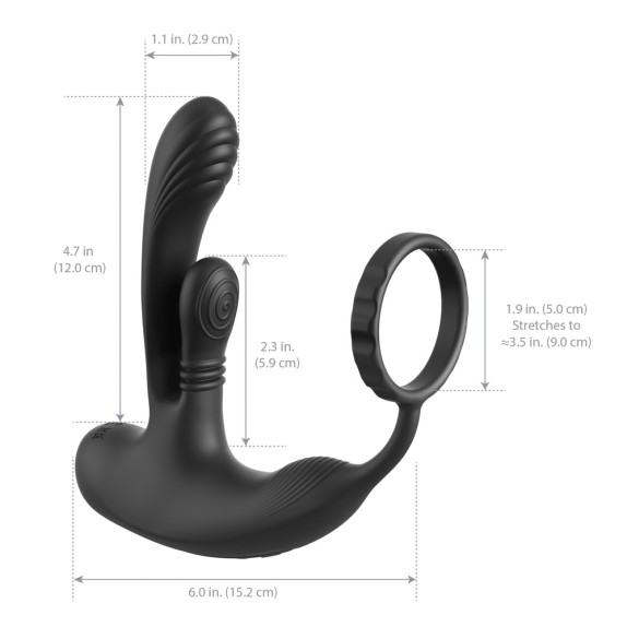 STIMOLATORE PROSTATICO VIBRANTE CON MOVIMENTO E ANELLO ASS-GASM