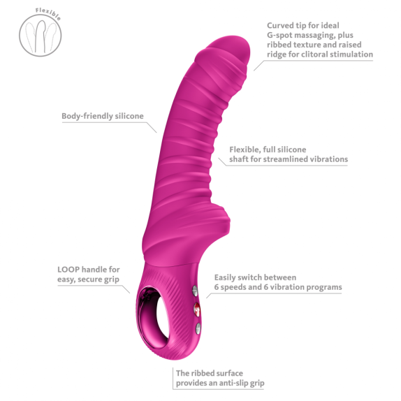 VIBRATORE RABBIT CON PUNTA RICURVA PER PUNTO G E SUPERFICIE SCANALATA PER CLITORIDE TIGER
