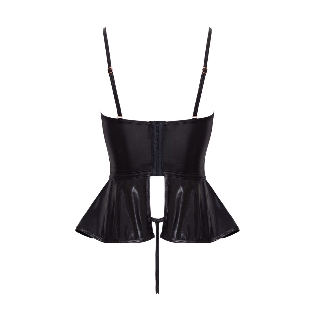 SET 2 PEZZI CORSETTO IN PIZZO E WETLOOK CON...