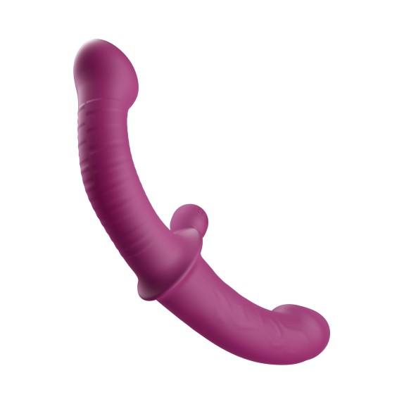 VIBRATORE DOPPIO PER PUNTO G CON STIMOLAZIONE CLITORIDE STRAPLESS STRAP-ON CON TELECOMANDO