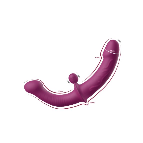 VIBRATORE DOPPIO PER PUNTO G CON STIMOLAZIONE CLITORIDE STRAPLESS STRAP-ON CON TELECOMANDO