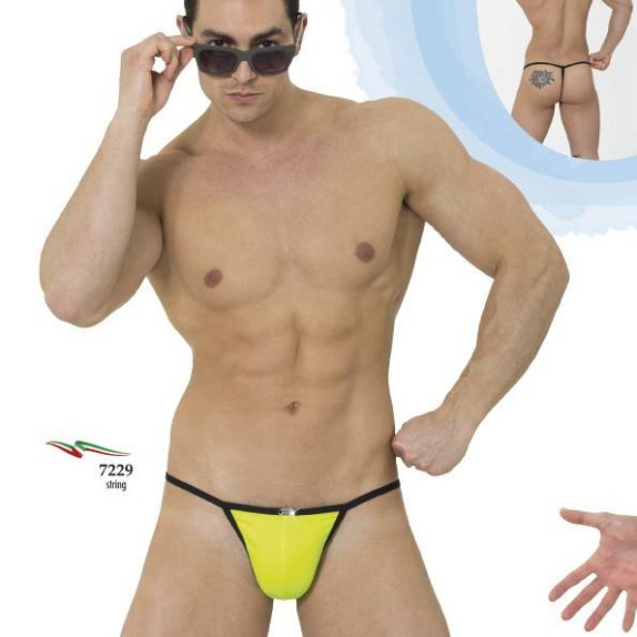 COSTUME MARE UOMO CON FILETTO PERIZOMA GIALLO     
