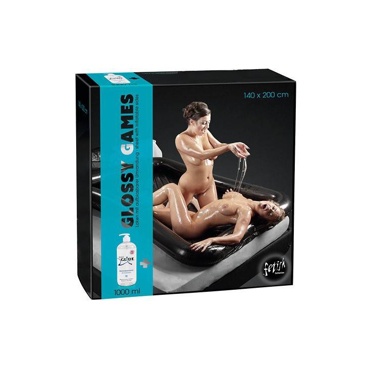 PISCINA GONFIABILE NERA PER GIOCHI EROTICI CON 1 LITRO DI LUBRIFICANTE GLOSSY GAME