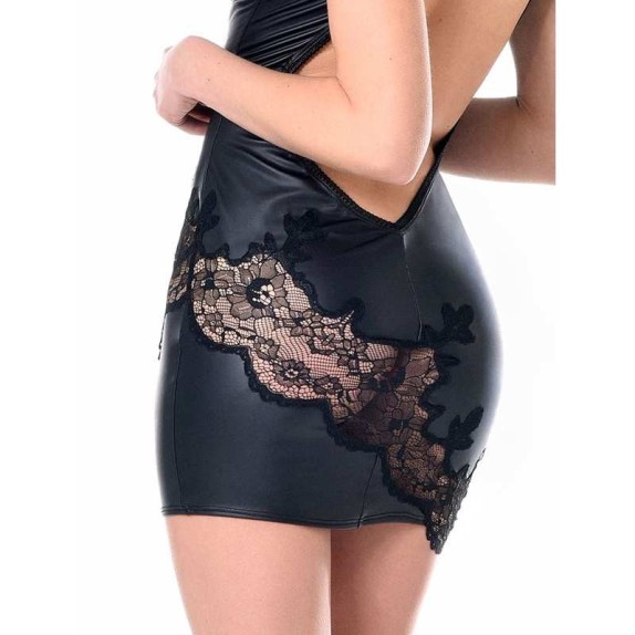 SEXY ABITO PER DONNA IN SPANDEX OPACO CON INSERTI IN PIZZO