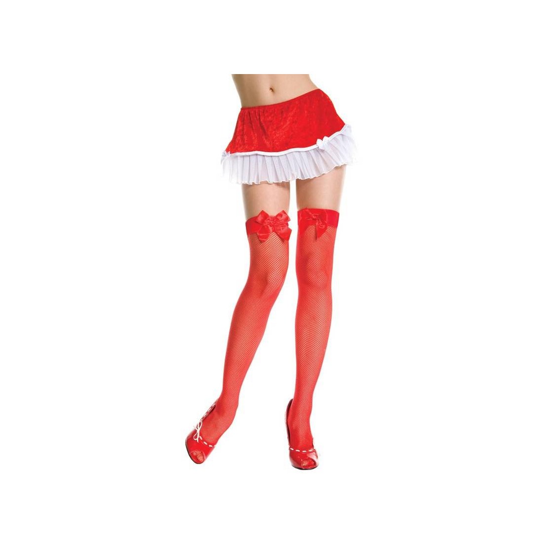 CALZE MICRORETE SEXY CON ELASTICO E FIOCCO