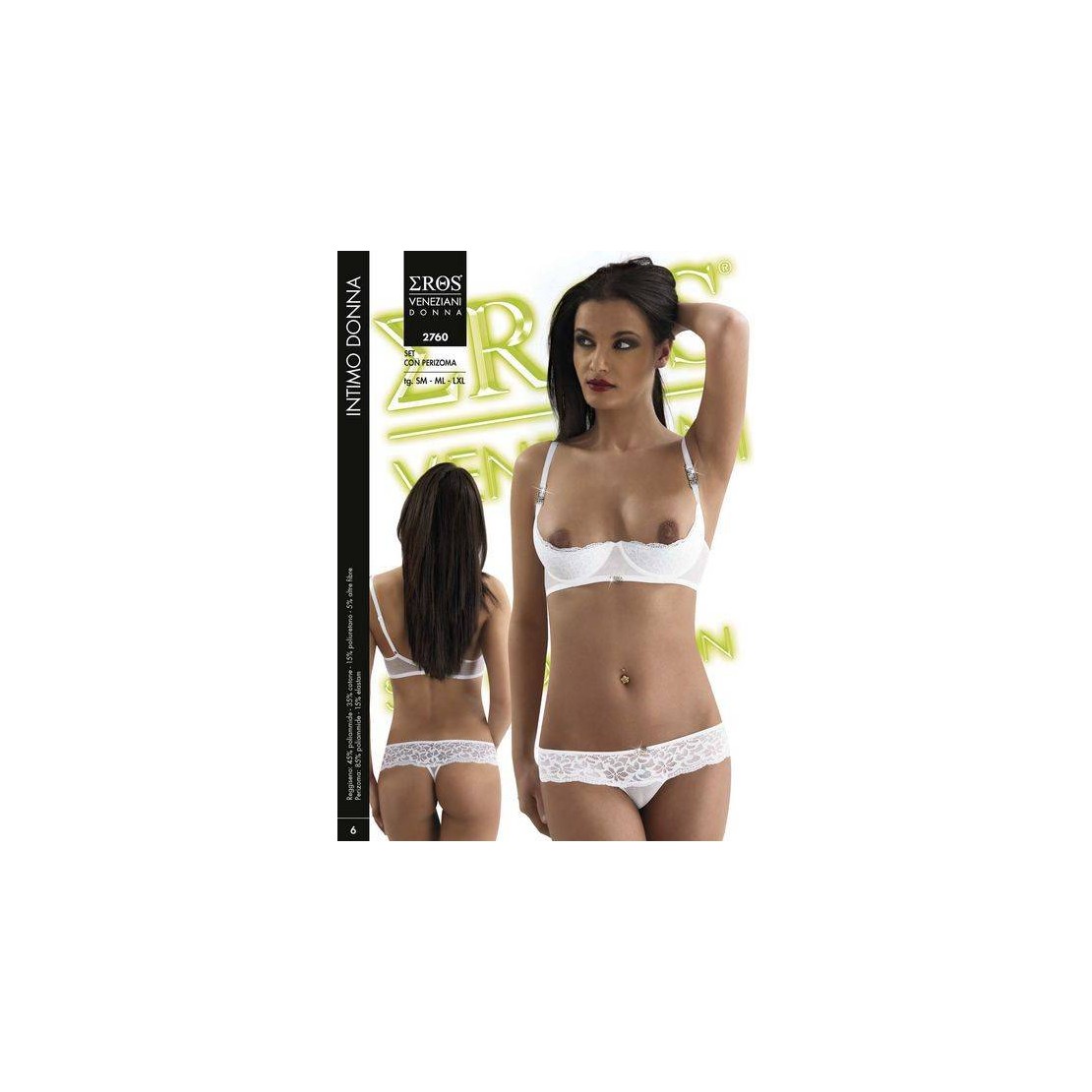 COMPLETO INTIMO SEXY DA DONNA IN PIZZO BIANCO
