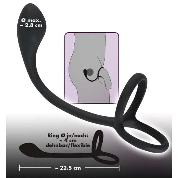 ANELLO DOPPIO PER PENE E TESTICOLI CON PLUG ANALE