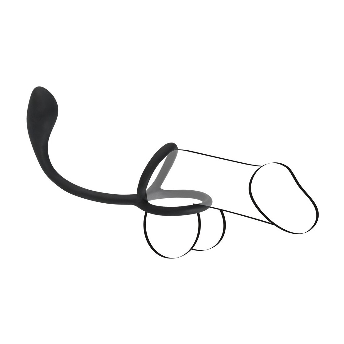 ANELLO DOPPIO PER PENE E TESTICOLI CON PLUG ANALE