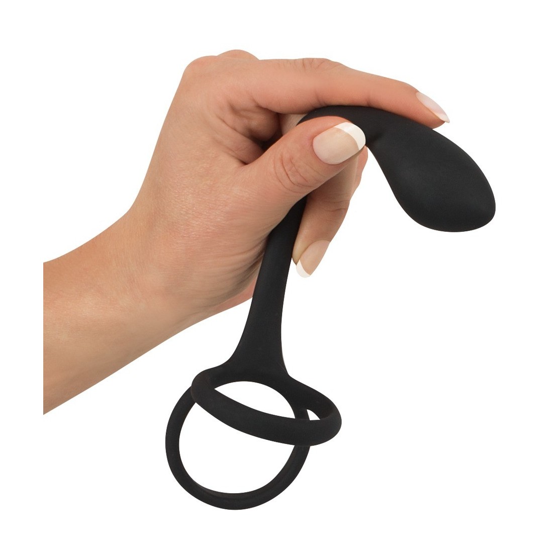 ANELLO DOPPIO PER PENE E TESTICOLI CON PLUG ANALE