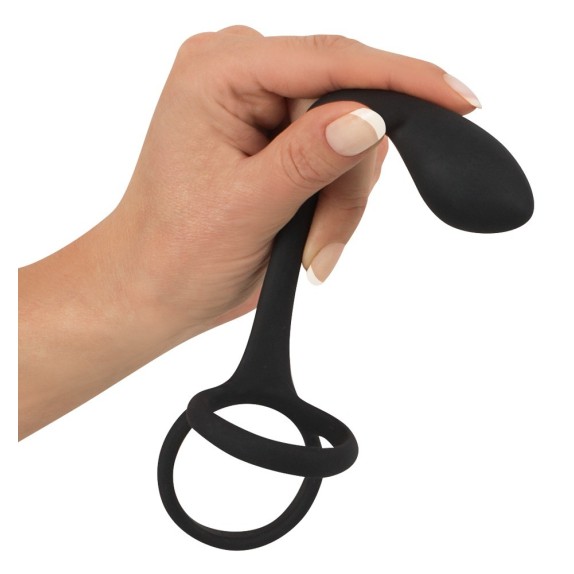 ANELLO DOPPIO PER PENE E TESTICOLI CON PLUG ANALE