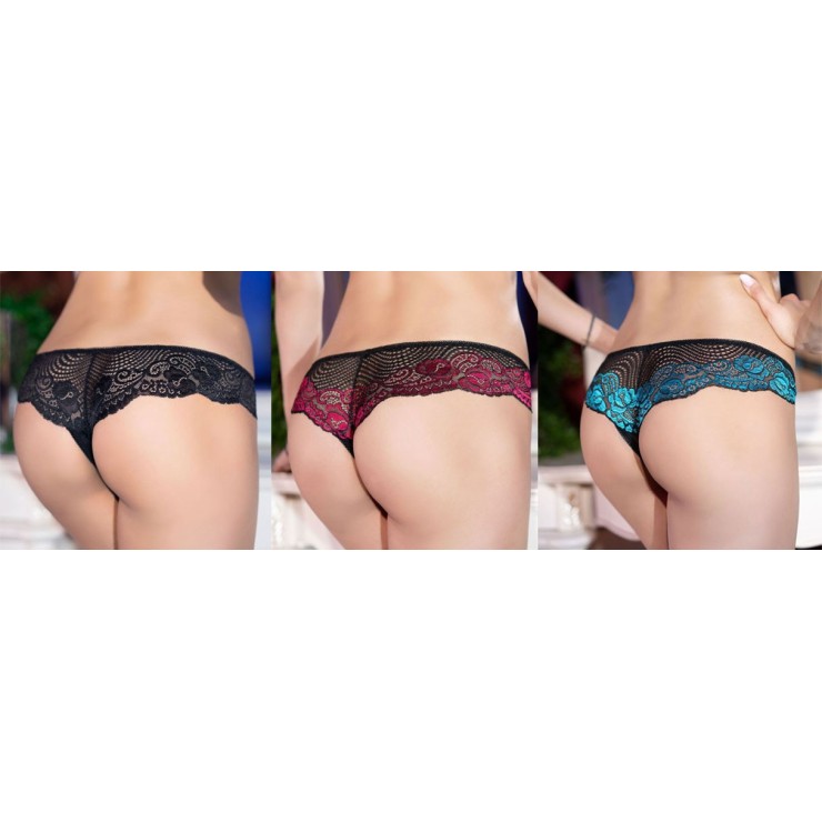 BRASILIANA APERTA IN PIZZO SEXY CON RICAMI COLORATI