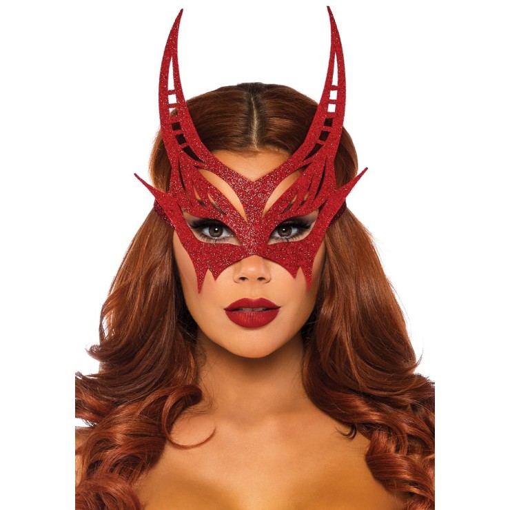 MASCHERA ROSSA GLITTERATA PER SEXY COSTUME DIAVOLO-DIAVOLETTA