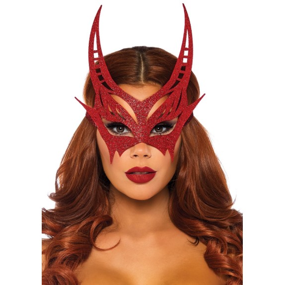 MASCHERA ROSSA GLITTERATA PER SEXY COSTUME DIAVOLO-DIAVOLESSA
