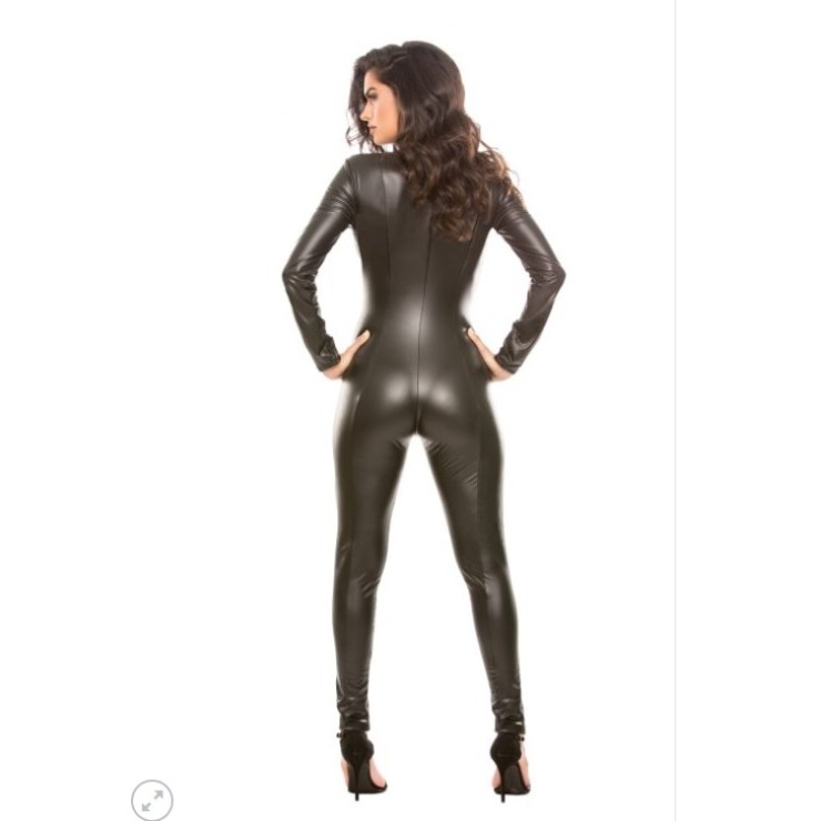 TUTA INTERA SEXY PER DONNA IN SPANDEX OPACO CON ZIP 2
