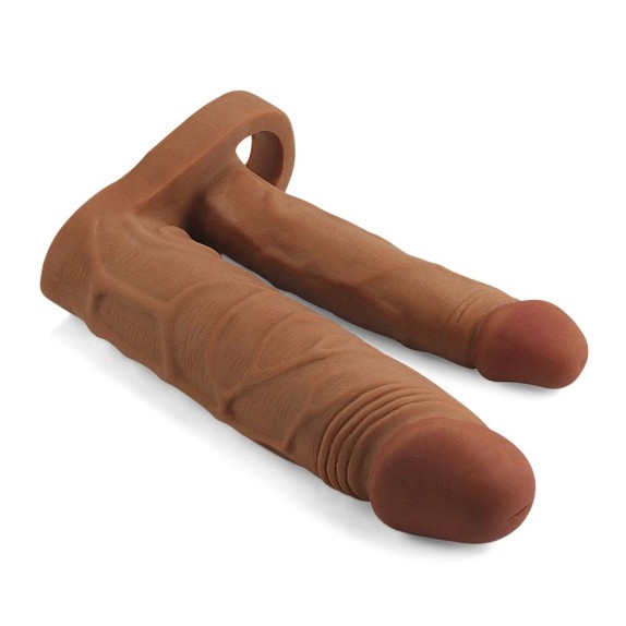 PROLUNGA PER PENE REALISTICA MORBIDA PER DOPPIA PENETRAZIONE SEX TOY MARRONE