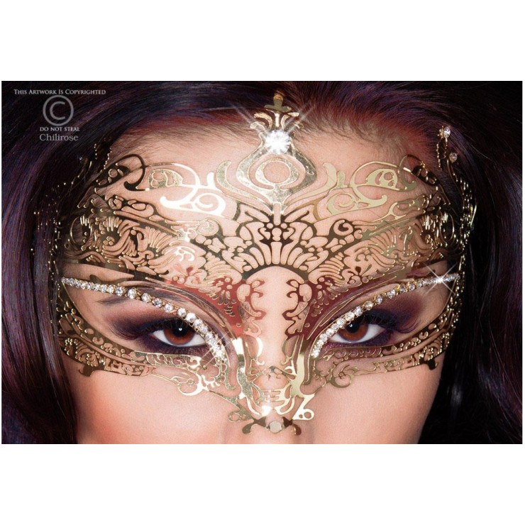 MASCHERA IN METALLO SEXY PER DONNA COLOR ORO CHILIROSE 2