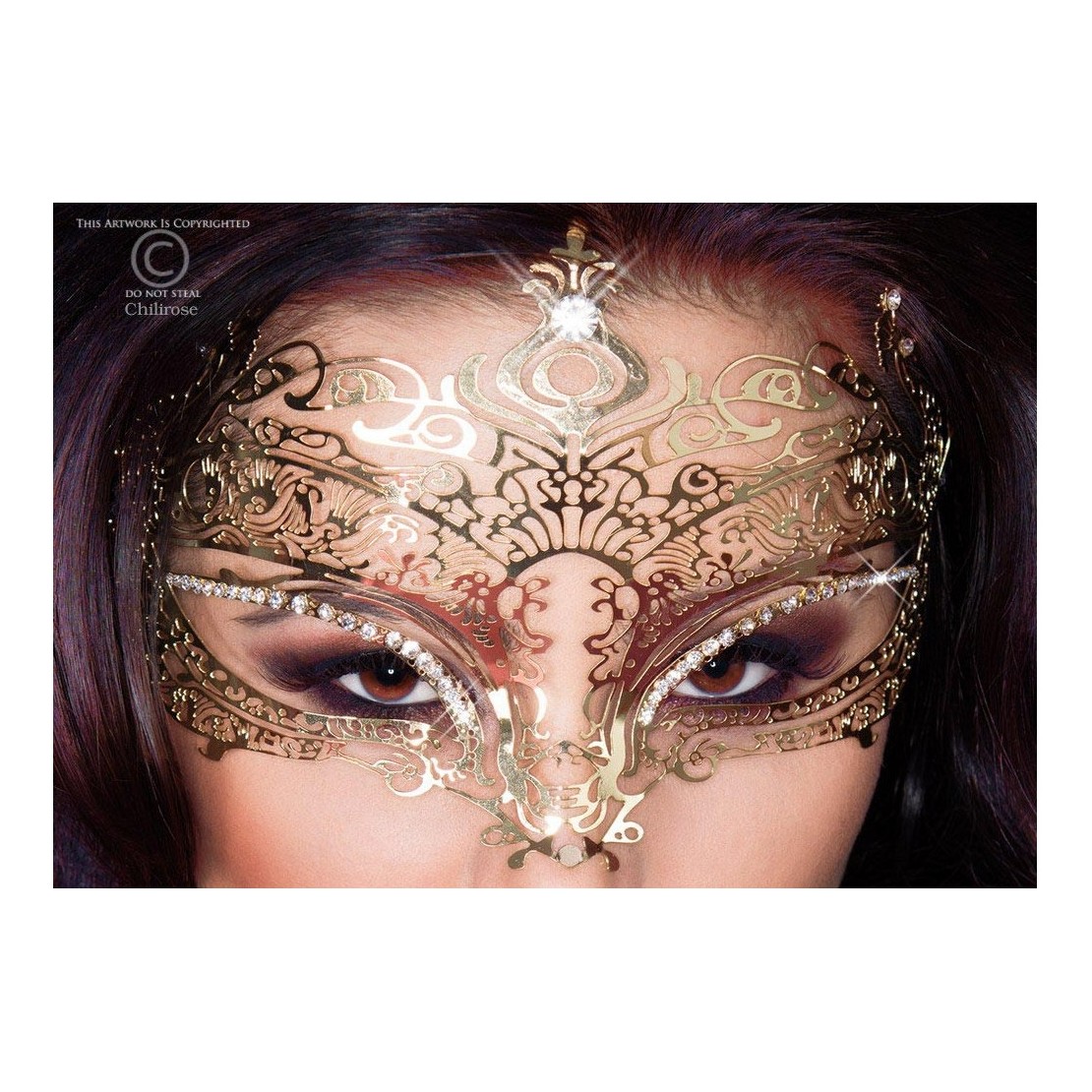 MASCHERA IN METALLO SEXY PER DONNA COLOR ORO...