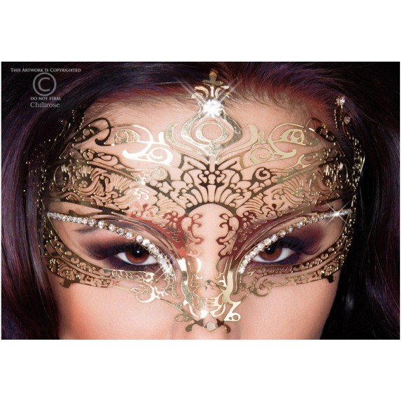 MASCHERA IN METALLO SEXY PER DONNA COLOR ORO CHILIROSE