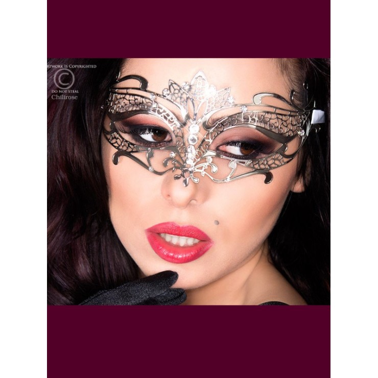 MASCHERA IN METALLO SEXY PER DONNA COLOR ARGENTO