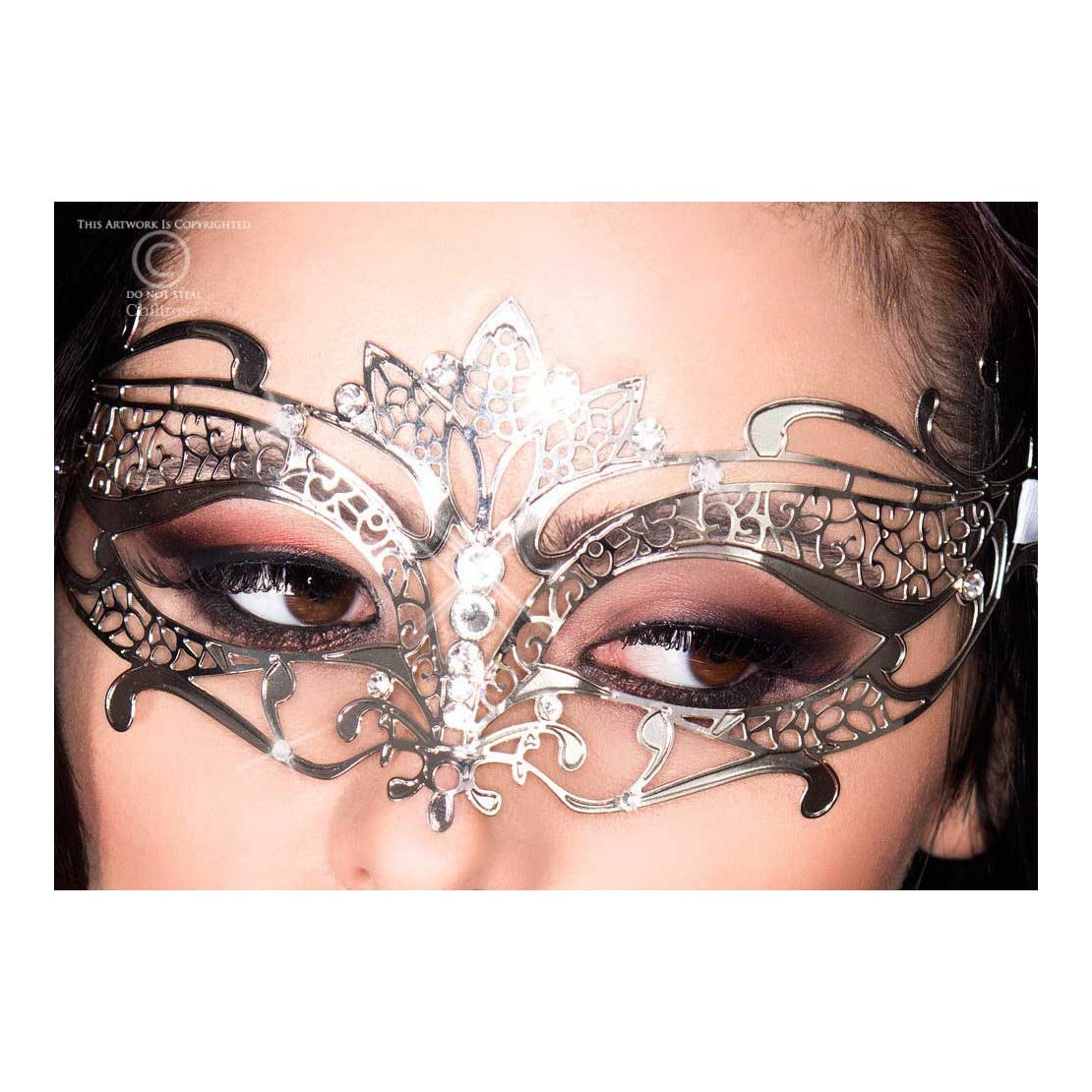 MASCHERA IN METALLO SEXY PER DONNA COLOR ARGENTO