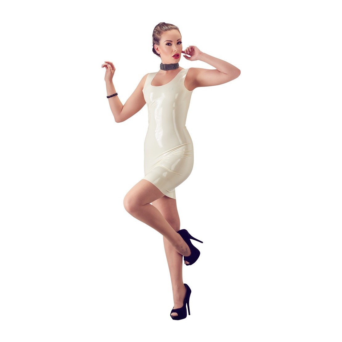 VESTITO SEXY PER DONNA IN LATEX BIANCO