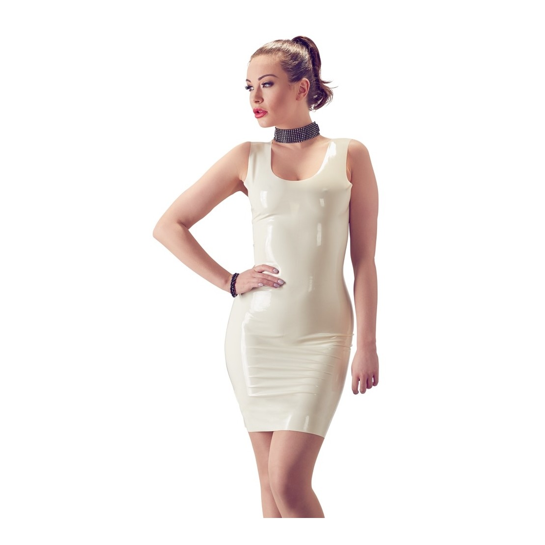 VESTITO SEXY PER DONNA IN LATEX BIANCO