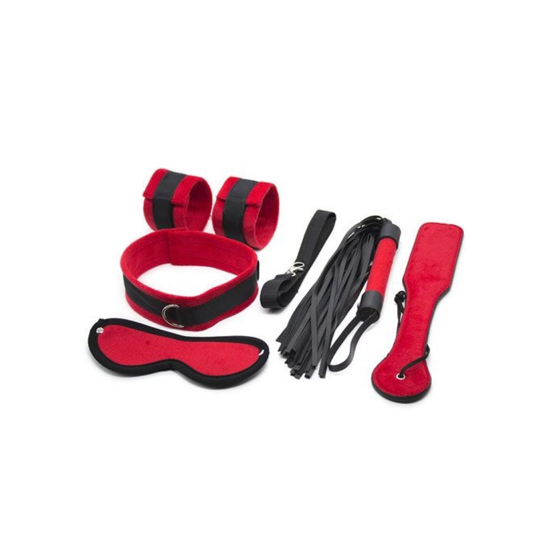 KIT BONDAGE DI 5 PEZZI CON PELUCHE ROSSO