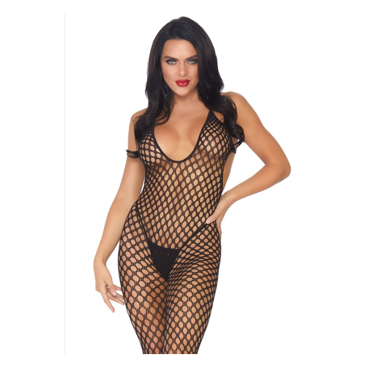 BODYSTOCKING SEXY PER DONNA A RETE APERTA SUL CAVALLO