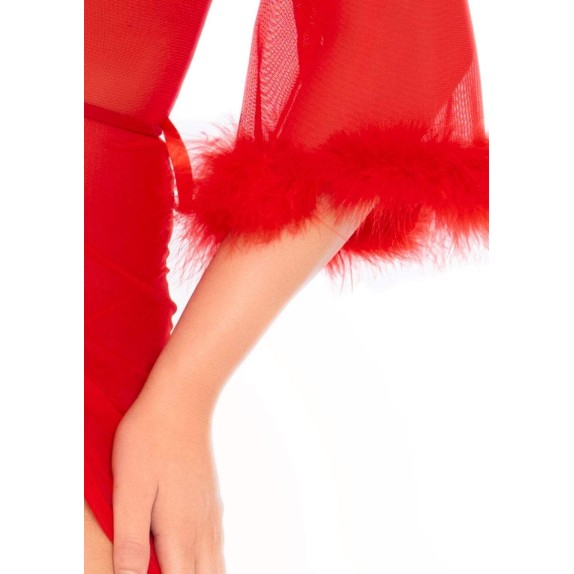 VESTAGLIA SEXY PER DONNA TRASPARENTE CON PIUME