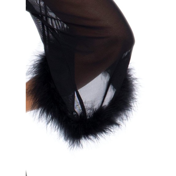 VESTAGLIA SEXY PER DONNA TRASPARENTE CON PIUME