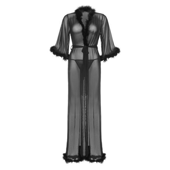 VESTAGLIA SEXY PER DONNA TRASPARENTE CON PIUME