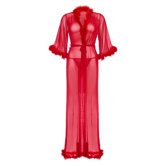 VESTAGLIA SEXY PER DONNA TRASPARENTE CON PIUME