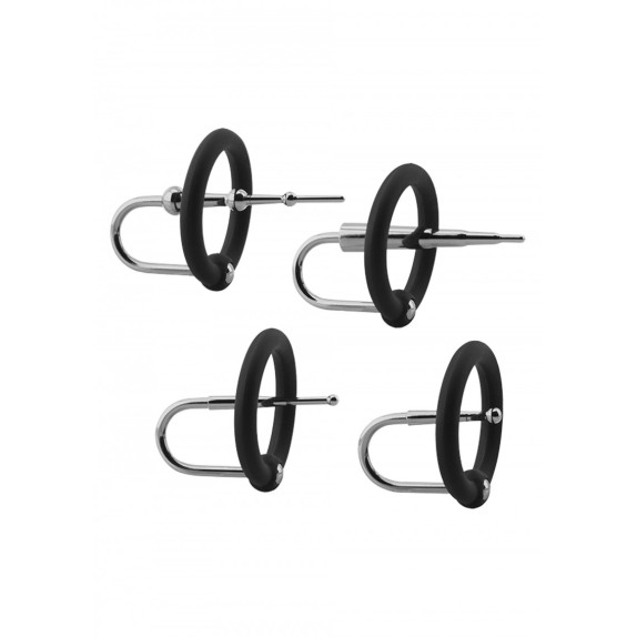 SET DI 4 ANELLI PER PENE CON SONDA URETRALE SEX TOY SADO