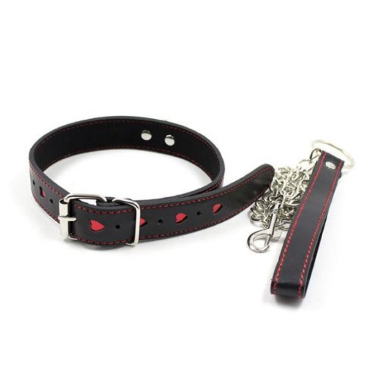 COLLARE CON GUINZAGLIO FETISH BLACK PER GIOCHI DI COPPIA...
