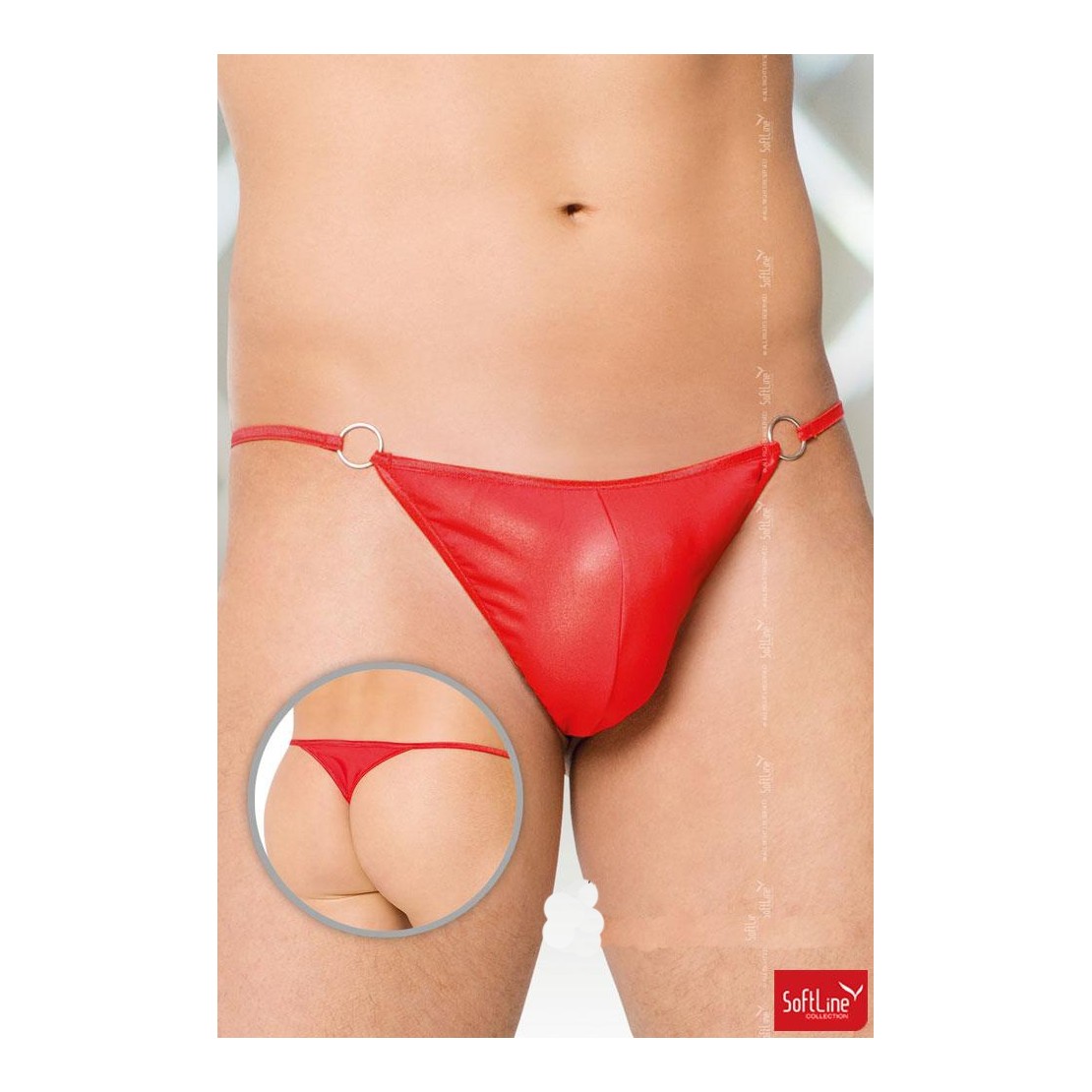 PERIZOMA SEXY PER UOMO IN TESSUTO SATIN CON ANELLI