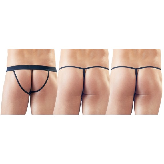 SET TRE PEZZI SEXY PER UOMO CON DUE G-STRING E UN JOCK STRAP