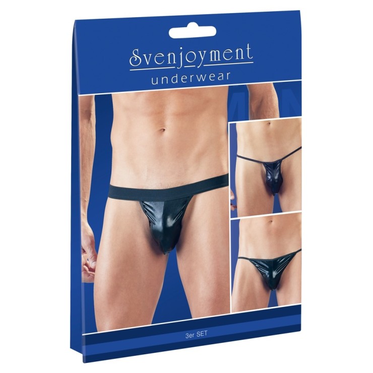 SET TRE PEZZI SEXY PER UOMO CON DUE G-STRING E UN JOCK STRAP