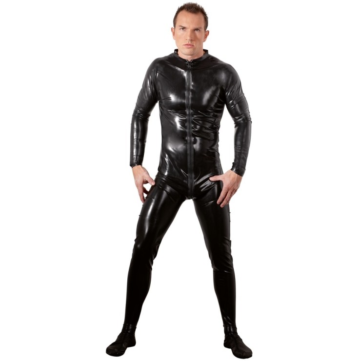 TUTA INTERA IN LATEX SEXY PER UOMO CON ZIP 2