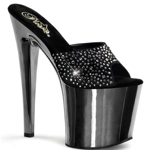 SANDALI LAP DANCE METALLIZZATI CON BORCHIE 19 CM