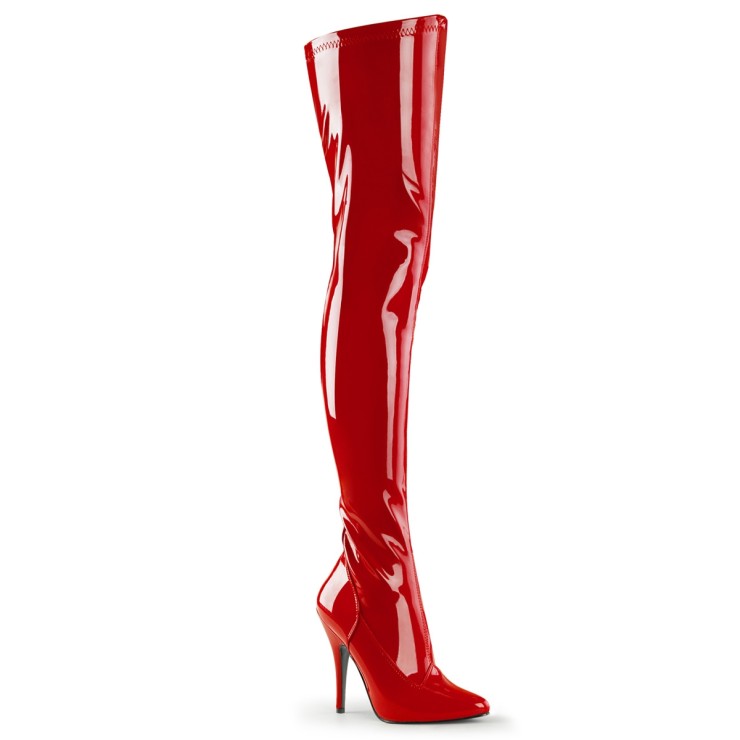 STIVALI SEXY IN VERNICE ROSSA SOPRA IL GINOCCHIO TACCO...