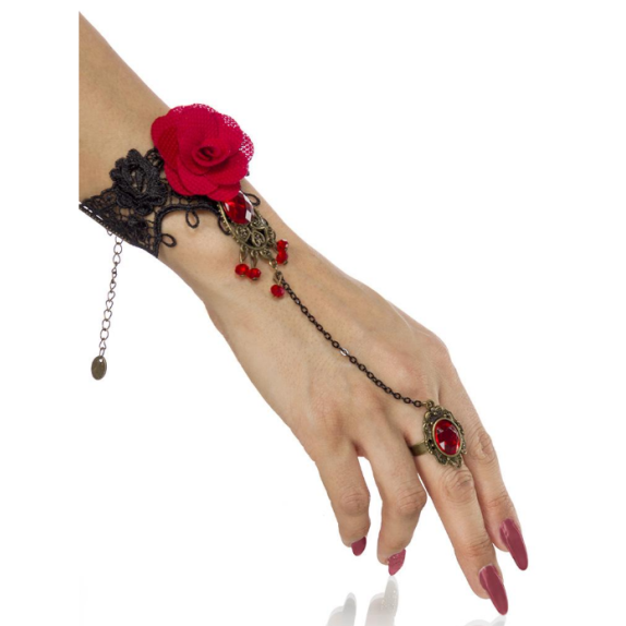 GIOIELLO CON ROSA SEXY PER DONNA PER POLSO E DITO