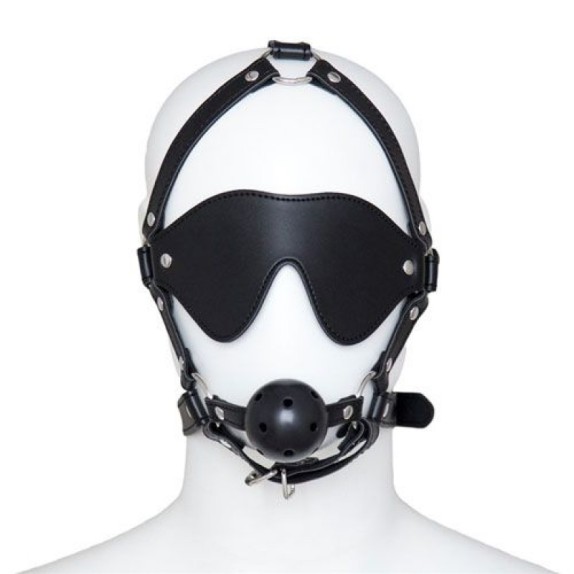 BAVAGLIO BOCCA E BENDA OCCHI PER GIOCHI SADOMASO HEAD HARNESS