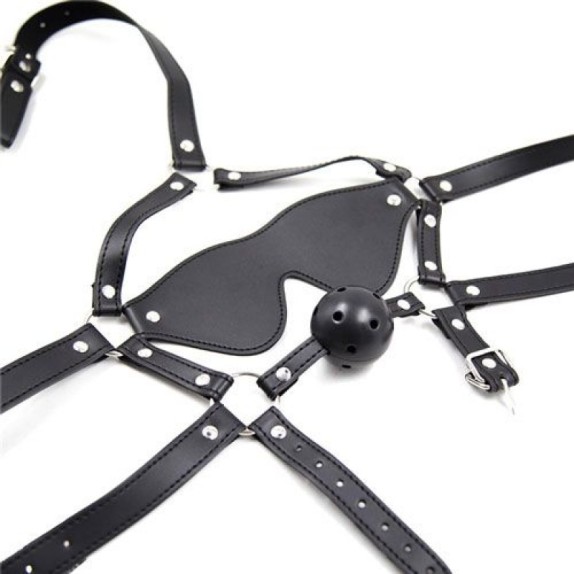 BAVAGLIO BOCCA E BENDA PER GIOCHI SADOMASO TOTAL HEAD HARNESS