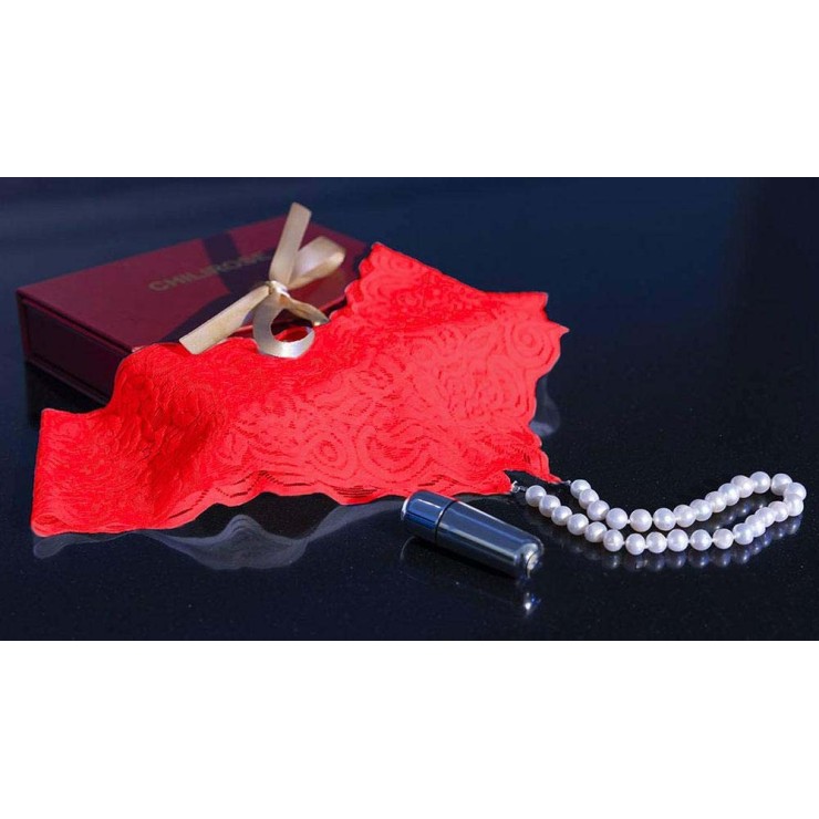 TANGA-PERIZOMA IN PIZZO ROSSO SEXY PER DONNA CON PERLE... 2