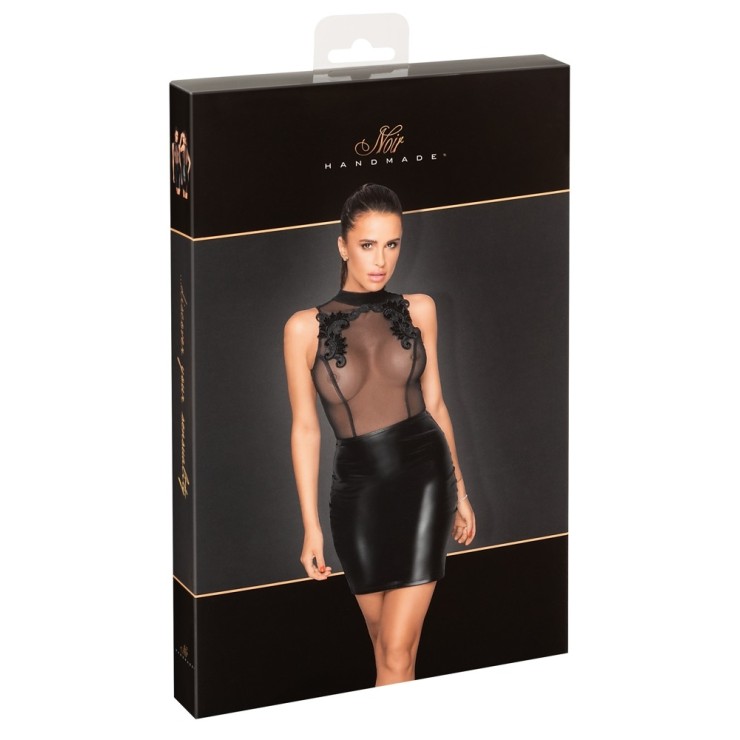 MINI ABITO SEXY PER DONNA IN TULLE E SPANDEX CON RICAMI