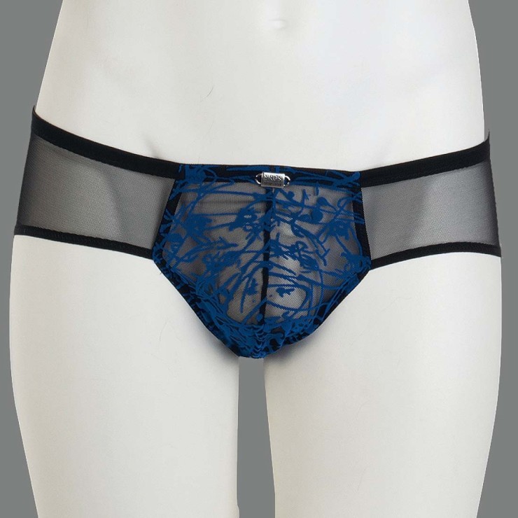 SLIP PUSH UP SEXY PER UOMO TRASPARENTE CON RILIEVI BLU...