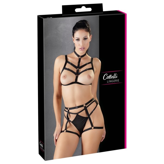 COMPLETO INTIMO SEXY PER DONNA SET TRE PEZZI HARNESS COTTELLI