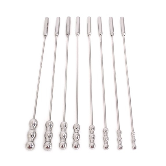 KIT OTTO SONDE URETRALI IN ACCIAO SEX TOY DILATOR BEADS