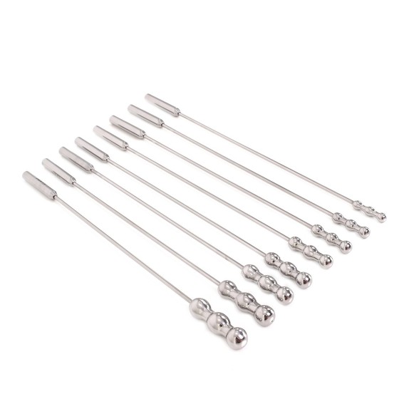 KIT OTTO SONDE URETRALI IN ACCIAO SEX TOY DILATOR BEADS
